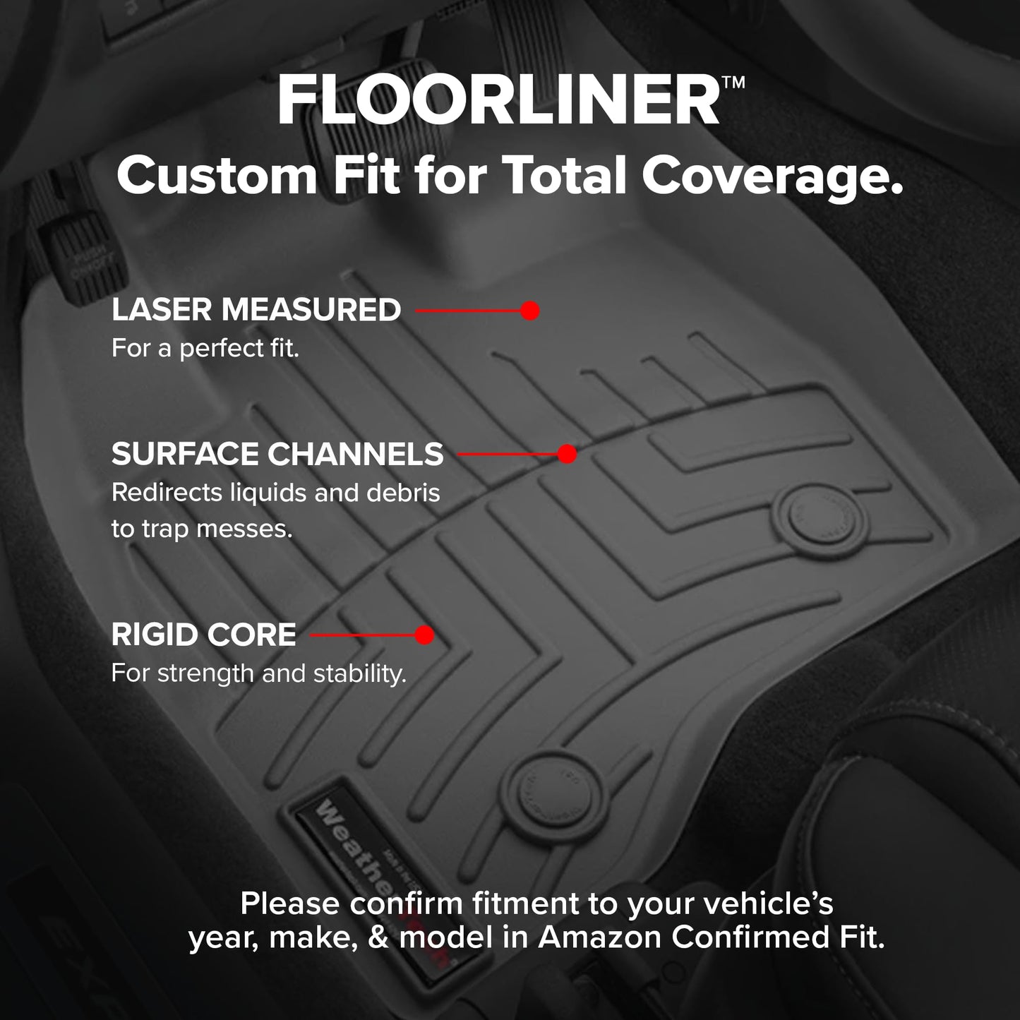 WeatherTech Custom Fit FloorLiners for Ford Super Duty (Crew Cab, Bench Seats) W/Fold Flat Storage - 1st & 2nd Row (441012-1-3), Black