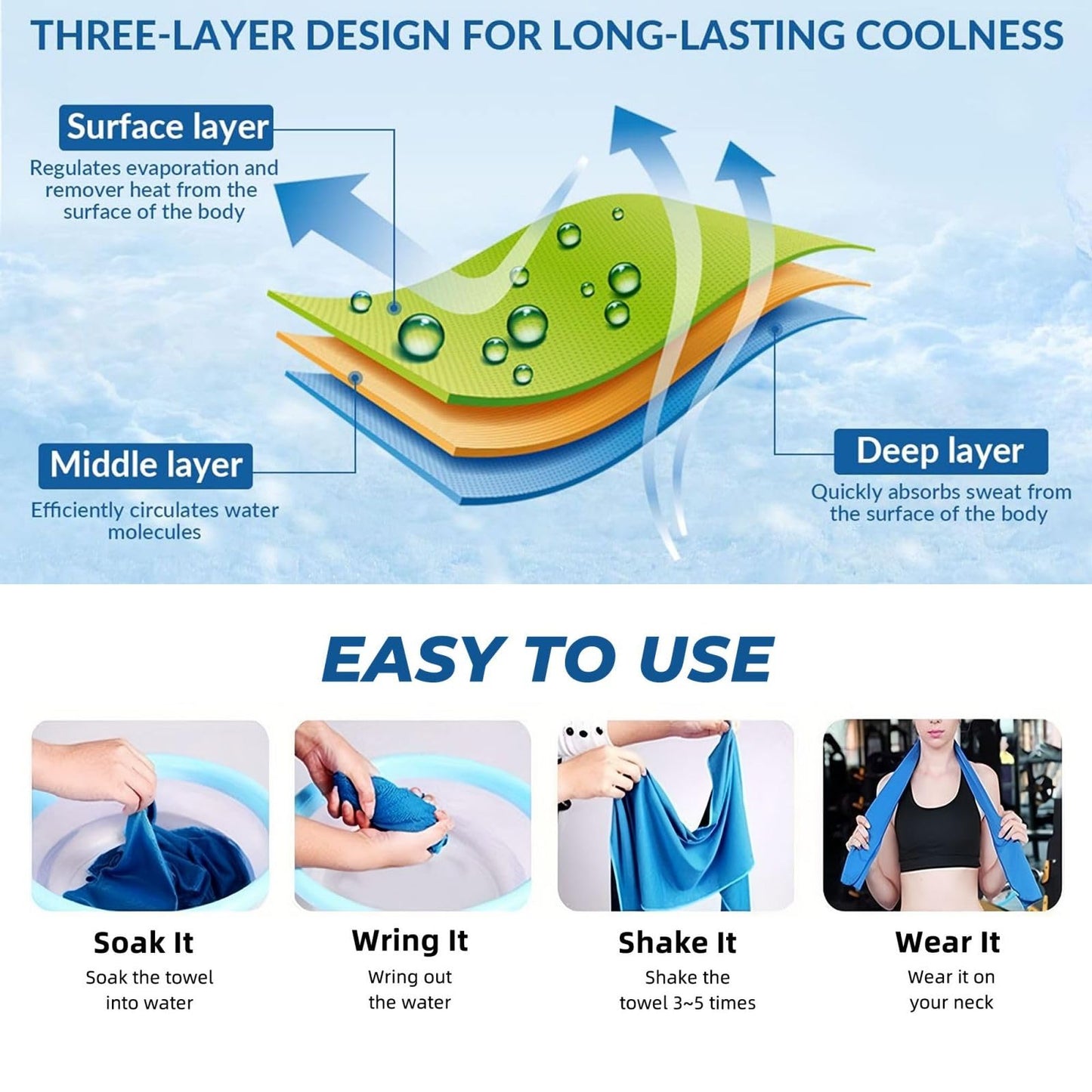 KMDESIGNIN Personalized Custom 1-200 Pack Cooling Towel 12"x40", Design Team Photo Logo Microfiber Ice Towel for Neck and Face Customized Soft Breathable Sweat Towel for Workout Gym Golf Yoga (150)