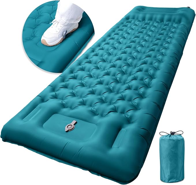 Inflatable Camping Sleeping Pad with Pillow, Extra Thickness 4 Inch Sleeping Mat with Built-in Pump, Compact & Ultralight Camping Air Mattress for Backpacking Hiking Tent Traveling
