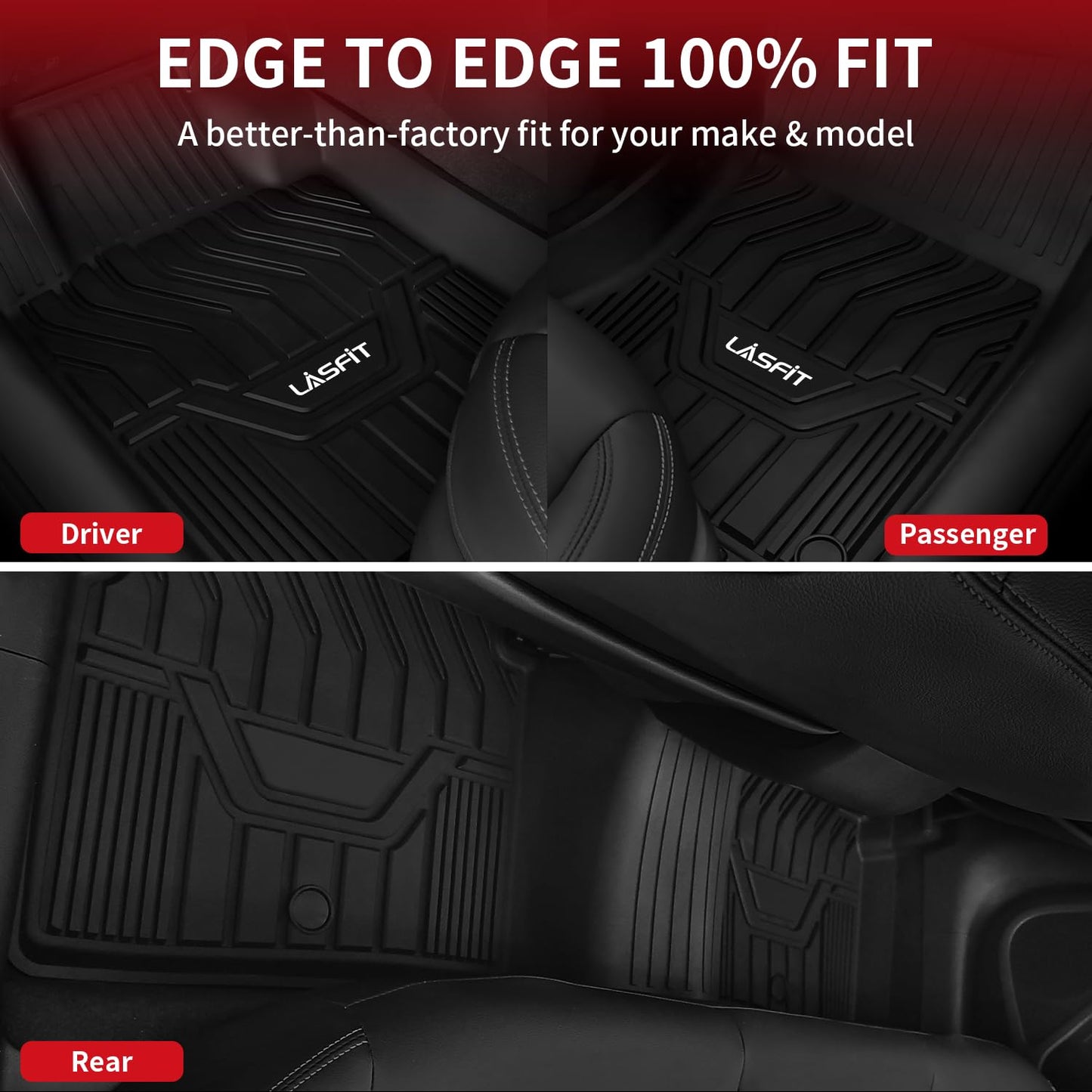 LASFIT Floor Mats for Nissan Altima 2025 2024 2023 2022 2021 2010 2019, Custom Fit All Weather Protection Durable TPE Floor Liners for 2019-2025 Altima S/SL/SR/SV/Platinum 1st & 2nd Row Car Mats,Black