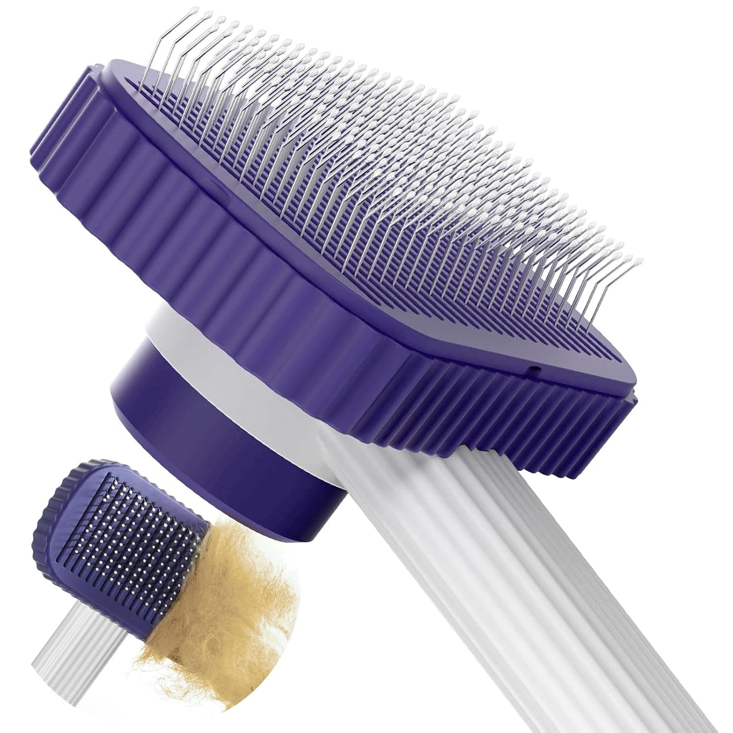 Garstor Cat brush, Cat Brush for Long or Short Haired Cats, Remove Loose Fur and Mats, Rounded Pins Reduces Painful Pulling, Not for Tangle and Curly Fur, Dark Blue