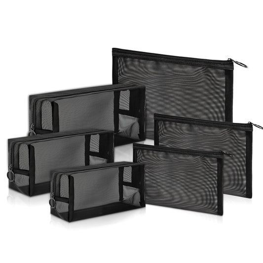 Unoutur pouch,Mesh Cosmetic Bag Portable Makeup Pouch Travel Toiletry Bag for Makeup Organizer Home Office Travel Accessories,6 Pieces Mesh Makeu