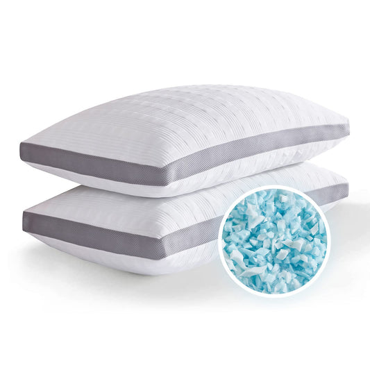 Meoflaw Cooling Pillows King Size Set of 2,Shredded Memory Foam Bed Pillows for Sleeping, Supportive King Pillows for Back & Side Sleepers,Adjustable King Size with Removable Cover