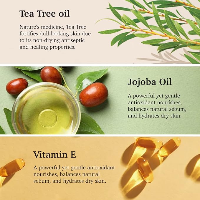 Purifect Tea Tree Oil Facial Serum – Treats & Prevents Blemishes and Acne with Vitamin E – Made in USA | Sensitive Skin Formula with Shea Butter, Sunflower Seed, Jojoba, Redness Relief