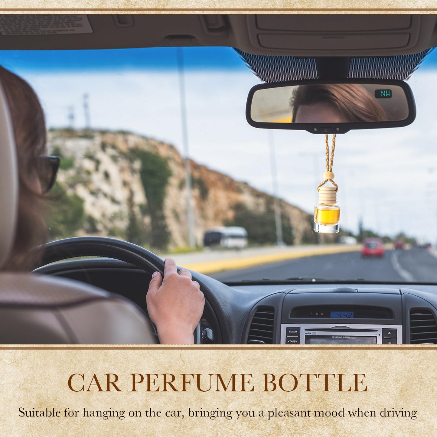 Domensi 600 Pieces Hanging Car Diffuser Air Freshener Bottle Bulk Empty Glass Refillable Perfume Bottles Oil Diffuser Aromatherapy Pendant for Auto Interior Ornaments Decor