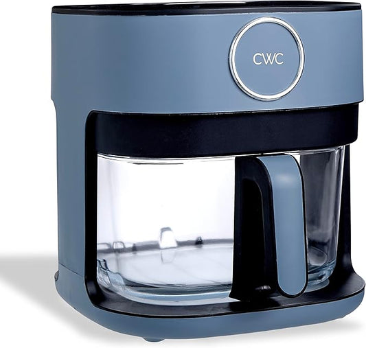 COOK WITH COLOR 1400W 5.5Qt Digital Kitchen Air Fryer with Glass Basket, 8 Presets Healthy Cooking Options, Bake, Fry, Reheat, 60-Min Timer, Adjustable Temperature Control 175°F–400°F, Slate Blue
