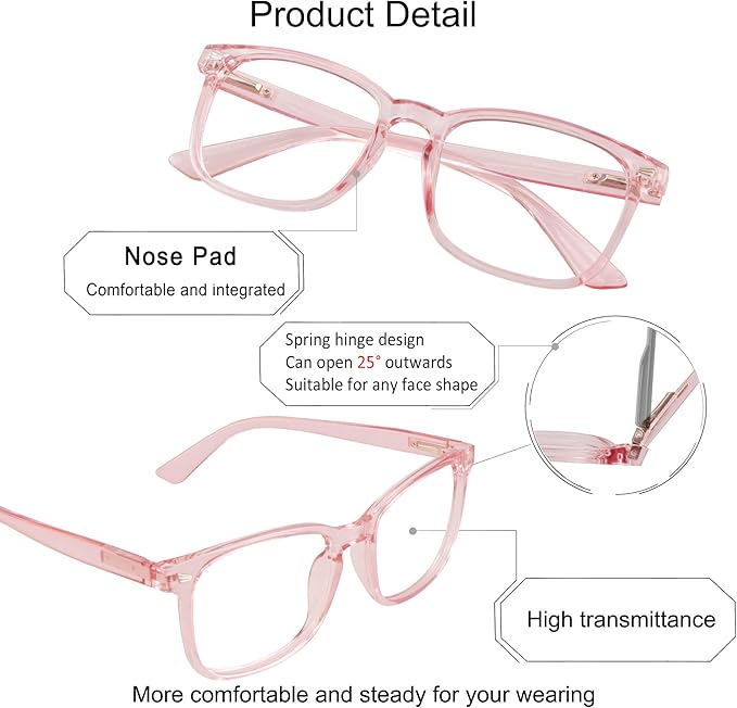 YEIN Bifocal Reading Glasses with Blue Light Blocking Lenses, Bifocal Reader for Women, Vintage Square frame with Spring Hinge (+0.50/+2.25 magnification)