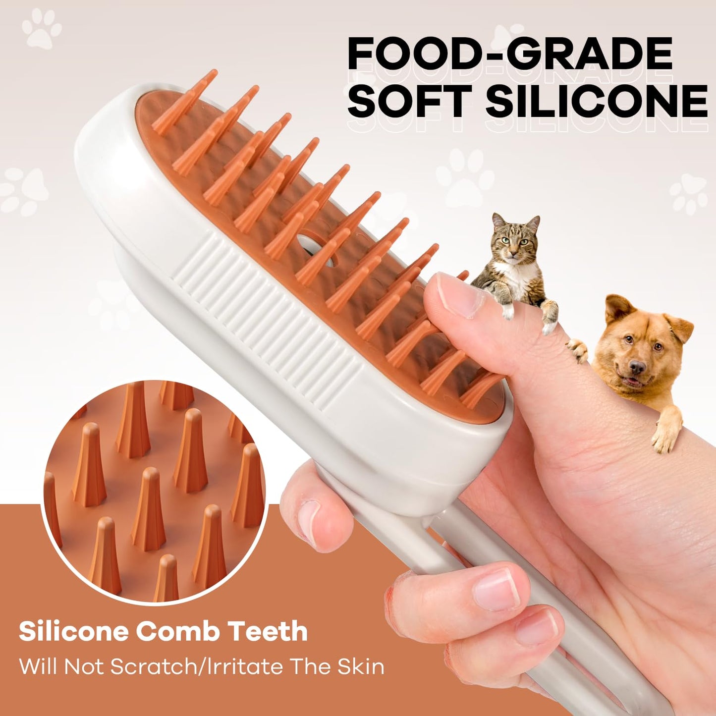 Cat Steam Brush for Shedding, 4 in 1 Rechargeable Steam Brush for Cats and Dogs, Anti-Static, Massage, Cleaning, Shedding & Combing All In One!