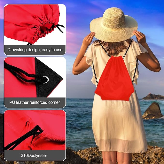 KUUQA 100Pcs Red Drawstring Backpack Bag Sack Drawstring Bags Bulk String Bags Storage Bags for Sport Gym Traveling