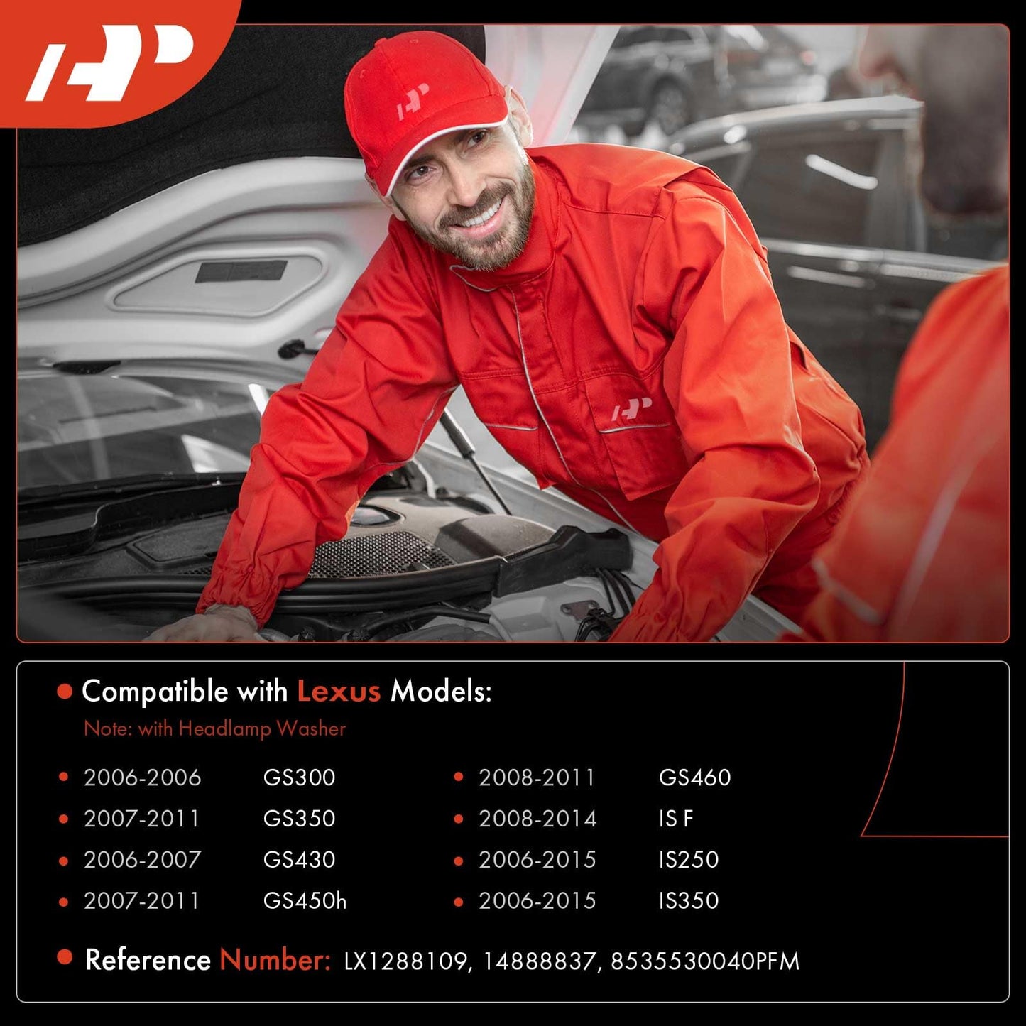 A-Premium Windshield Washer Reservoir Compatible with Select Lexus Models - IS250, IS350, IS F, GS300, GS350, GS430, GS450h, GS460, with (Washer Pump/Cap/Filler Neck/Hose/Bracket/Fluid Level Sensor)