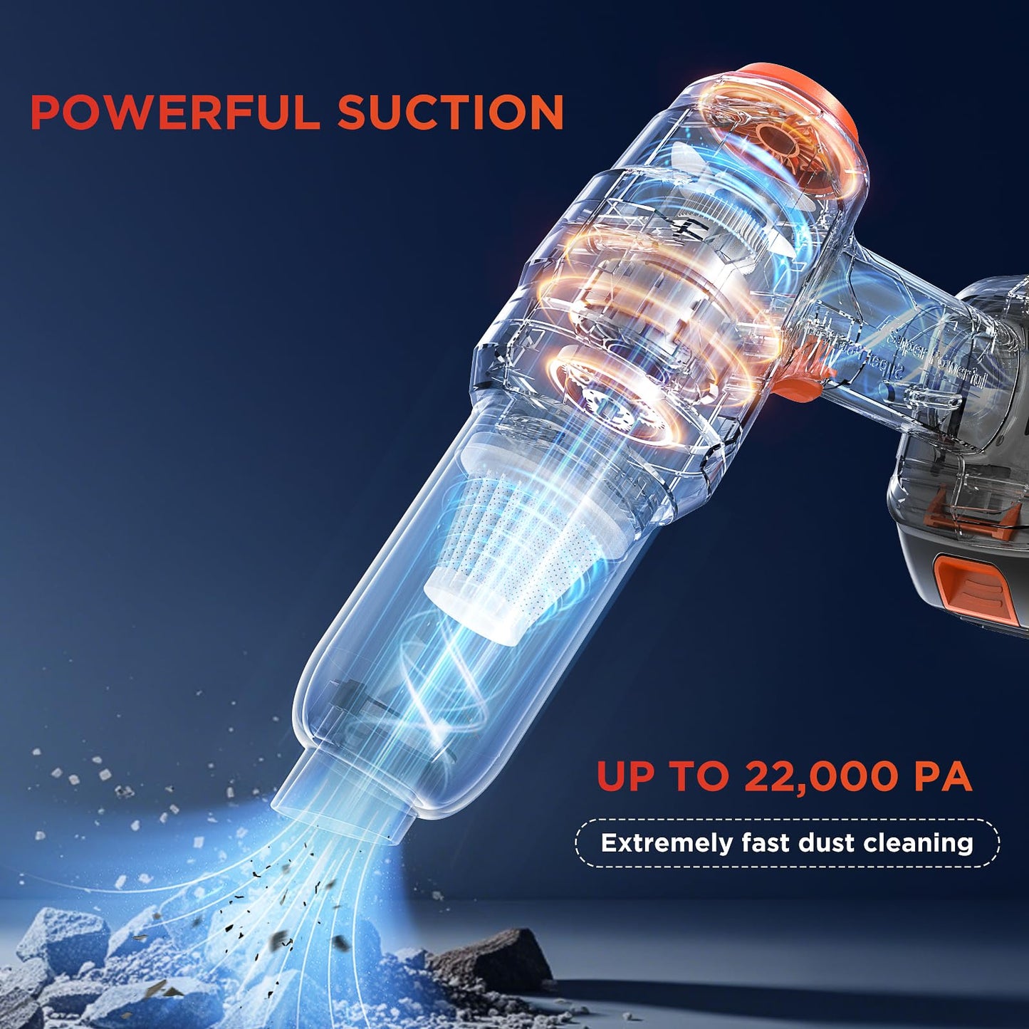 TAKECAE 15000PA Hand Held Vacuum Cleaner Cordless Rechargeable, 2000mAh*2Battery Mini Vacuum Cleaner, Cars Accessories Interior, 4-in-1 Portable Air Duster ForCar, Office, Home, Pet Hair Cleaning