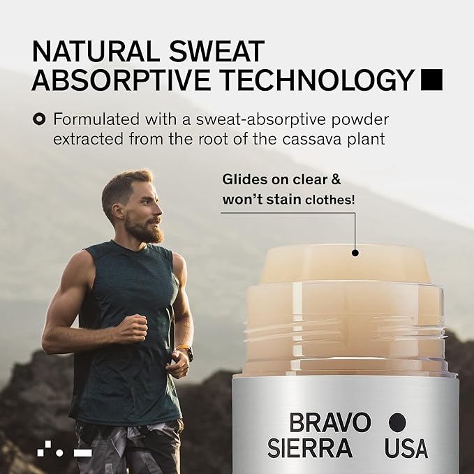 Aluminum-Free Deodorant for Men by Bravo Sierra, 2-Pack - Contains Natural Ingredients – Long Lasting All-Day Odor and Sweat Protection - Sandalwood and Fig, 3.2 oz -Paraben-Free, Vegan & Cruelty-Free