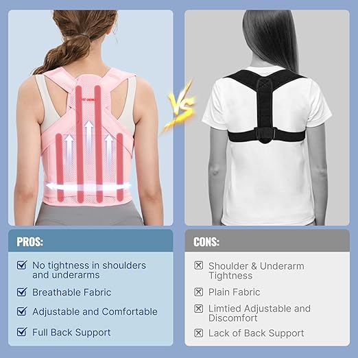 Back Brace and Adjustable Posture Corrector And Trainer for Women and Men , Back Straightener , Scoliosis and Hunchback Correction , Back Pain , Spine Support , Pink , Medium (Waist 34-41 Inch)