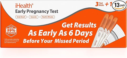 iHealth Early Detection Pregnancy Test Kit: 3 Test Sticks +10 Strips & 10 Cups | 99% Accurate Home HCG Tests, Results 6 Days Sooner, 10mIU/mL Sensitivity