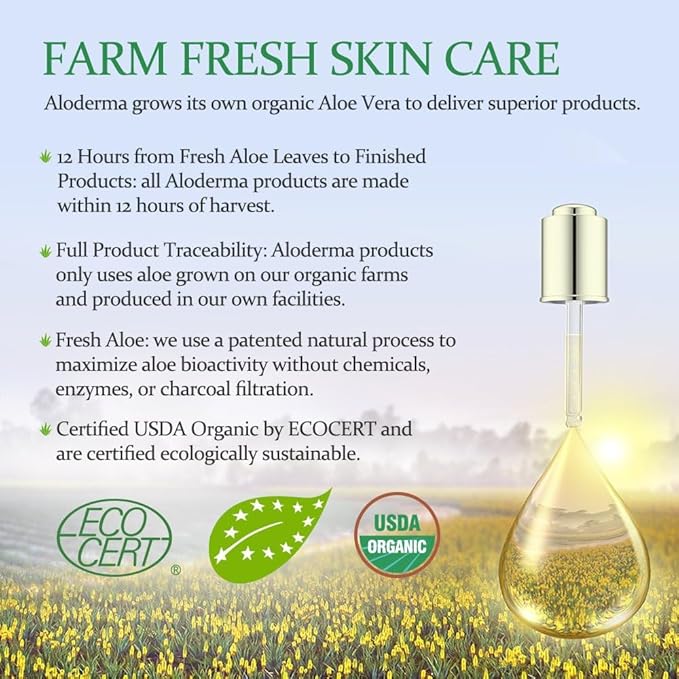 Aloderma Soothing Facial Toner Made with 91% Organic Aloe Vera, Alcohol Free Toner for Face for Sensitive Skin with Allantoin and Hyaluronic Acid - Natural Aloe Face Toner for Dry, Red Skin - 4.2oz