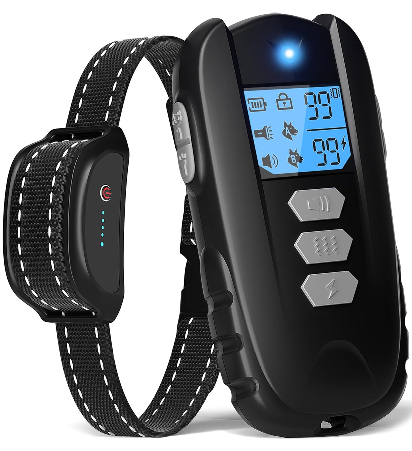 Dog Training Collar with Remote - Waterproof Shock Collar for Dogs Adjustable Levels (1-99) Beep Vibration Shock Flashlight Rechargeable Dog E Collar for Training Small Medium and Large Dogs