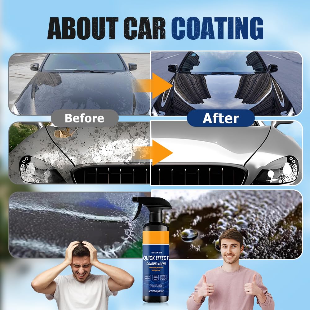 2025 New Advanced Car Quick-acting Coating Agent Spray, Car Coating Sprays, Quick Effect Cars Scratch Wax Polish Spray, Waterless Wash, Oil Film Emulsion Glass Cleaner(1pcs, 4.06FL Oz)