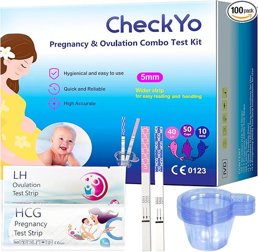 Ovulation and Pregnancy Test Strips Combo: 40 Ovulation Tests&10 Pregnancy Tests,Fertility Tests for Women(40LH+10HCG+50 Collection Cups)