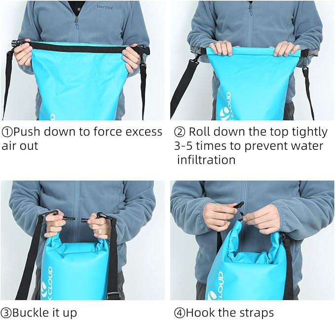 ROCK CLOUD Dry Bag Waterproof 5L Dry Sack for Kayaking Rafting Boating Beach Surfing Swimming Canoe Camping Hiking Fishing Ski, Lake Blue
