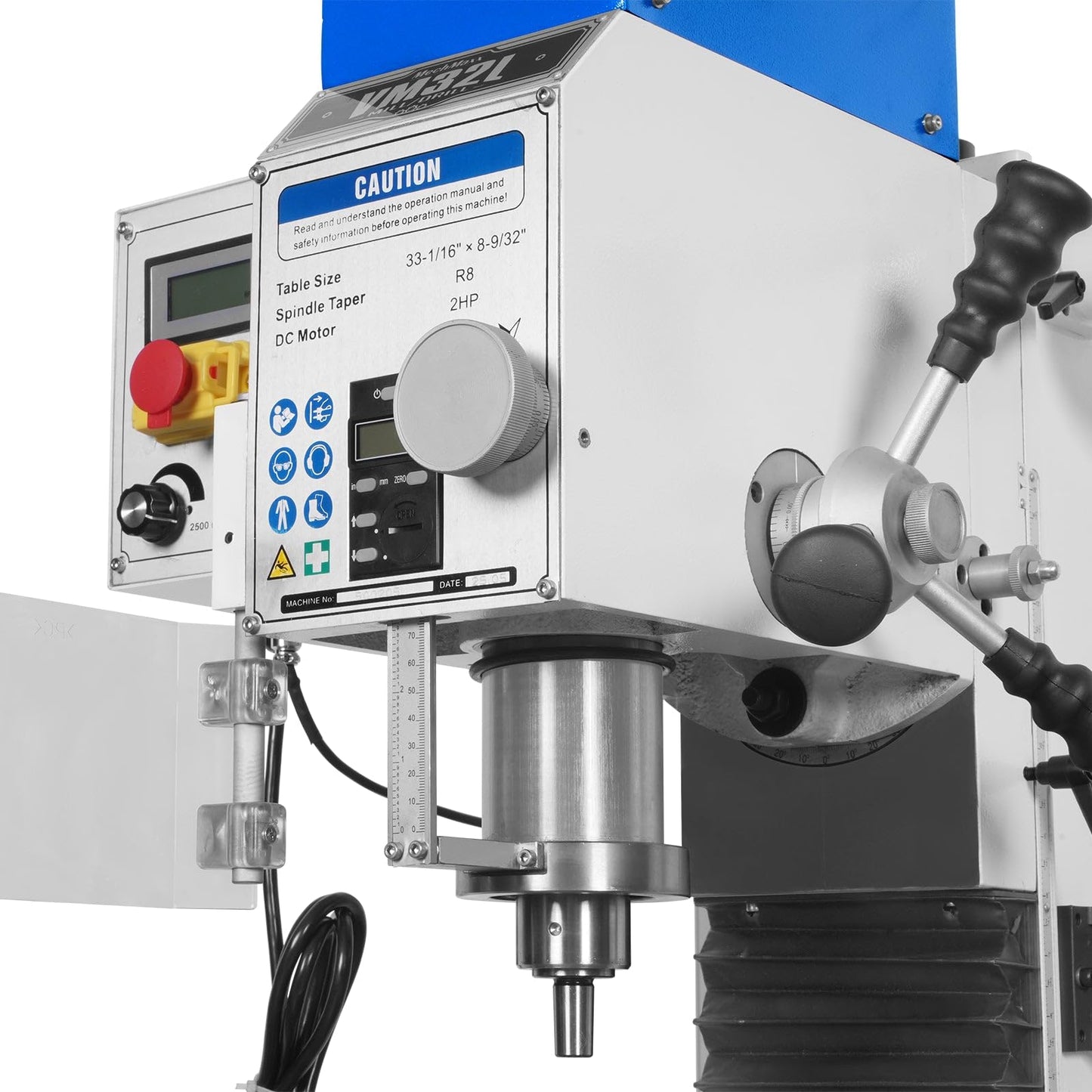 Mechmaxx 8-1/4"x33'' Industrial Benchtop Mill Drill Machine Brushless Motor, Variable Speed, R8 Spindle, 2 HP, 110V, Compact Milling Drilling Tool for Garage Shop, DIY Metalworking without Stand,VM32L
