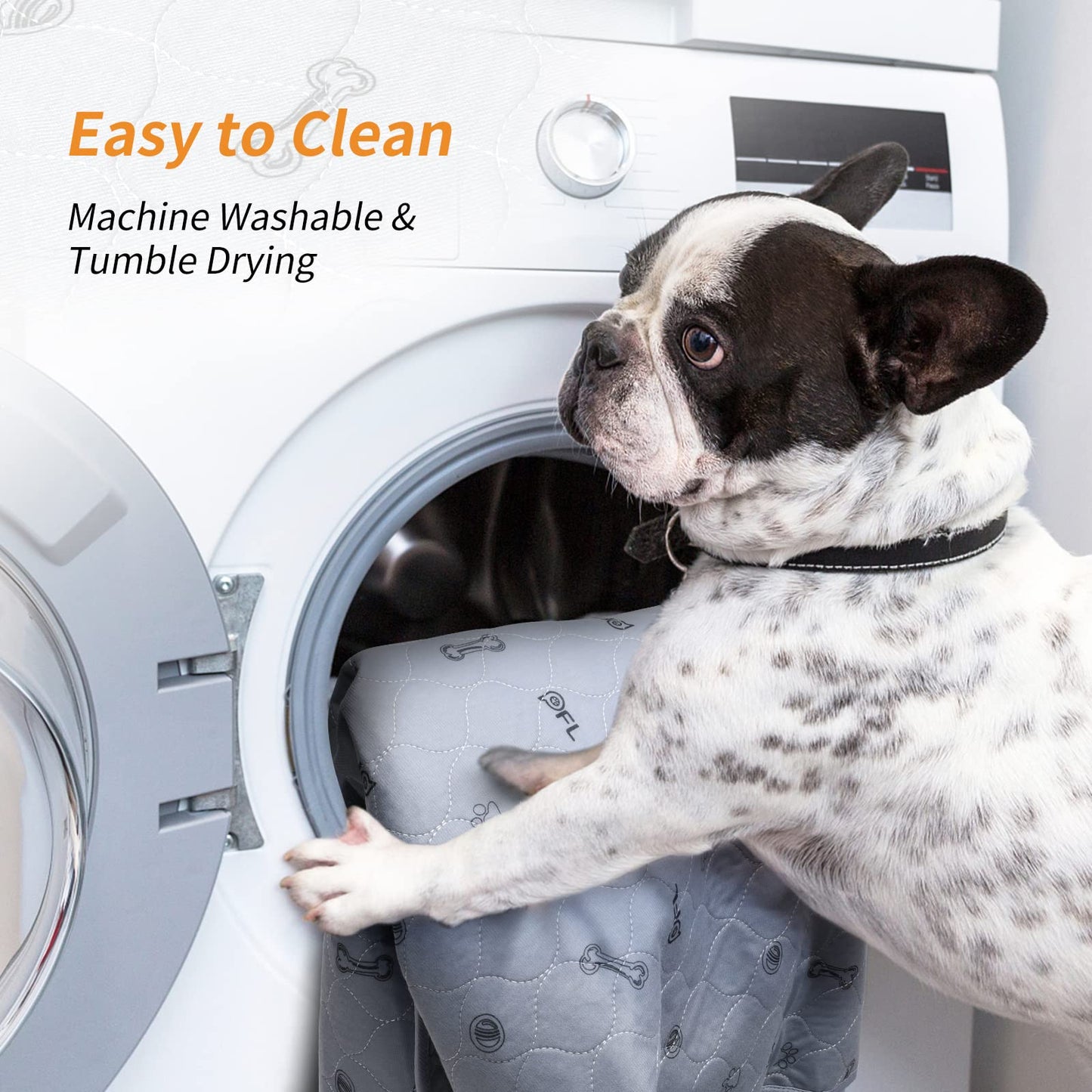 Washable Pee Pads for Dogs, 2Pack Puppy Pads Washable with Bone Print,Absorbent Reusable Whelping Pads Non-Slip Dog Mats for Floor Protector, Couch Cover, Crate, Potty Training 31x36