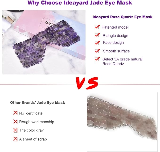 ideayard Jade Eye Mask Cooling Sleep Mask 100% All Natural Jade Stone Eye Mask for Hot & Cold Anti Aging Therapy, Headache and Migraine Relief Weighted Eye Mask