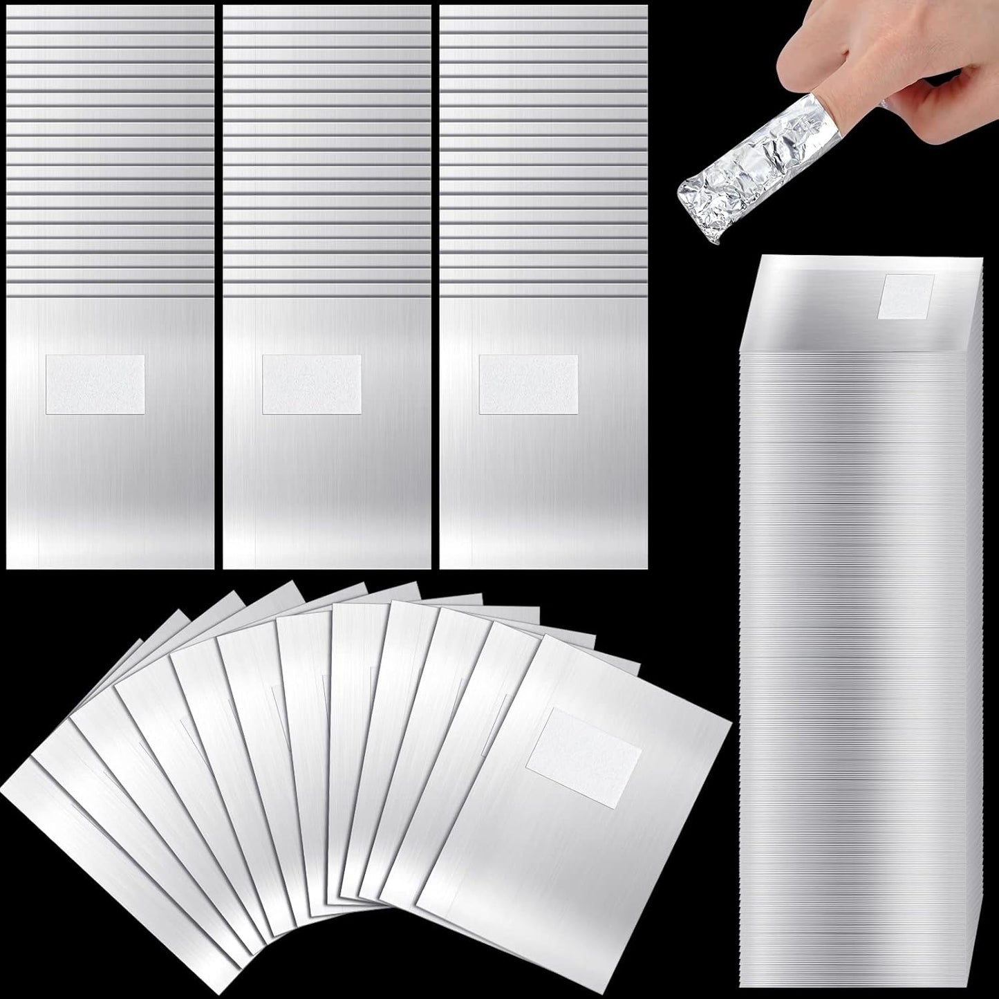 1000 Pcs Polish Remover Foil Wraps with Pre Attached Lint Pad for Removing, Silver