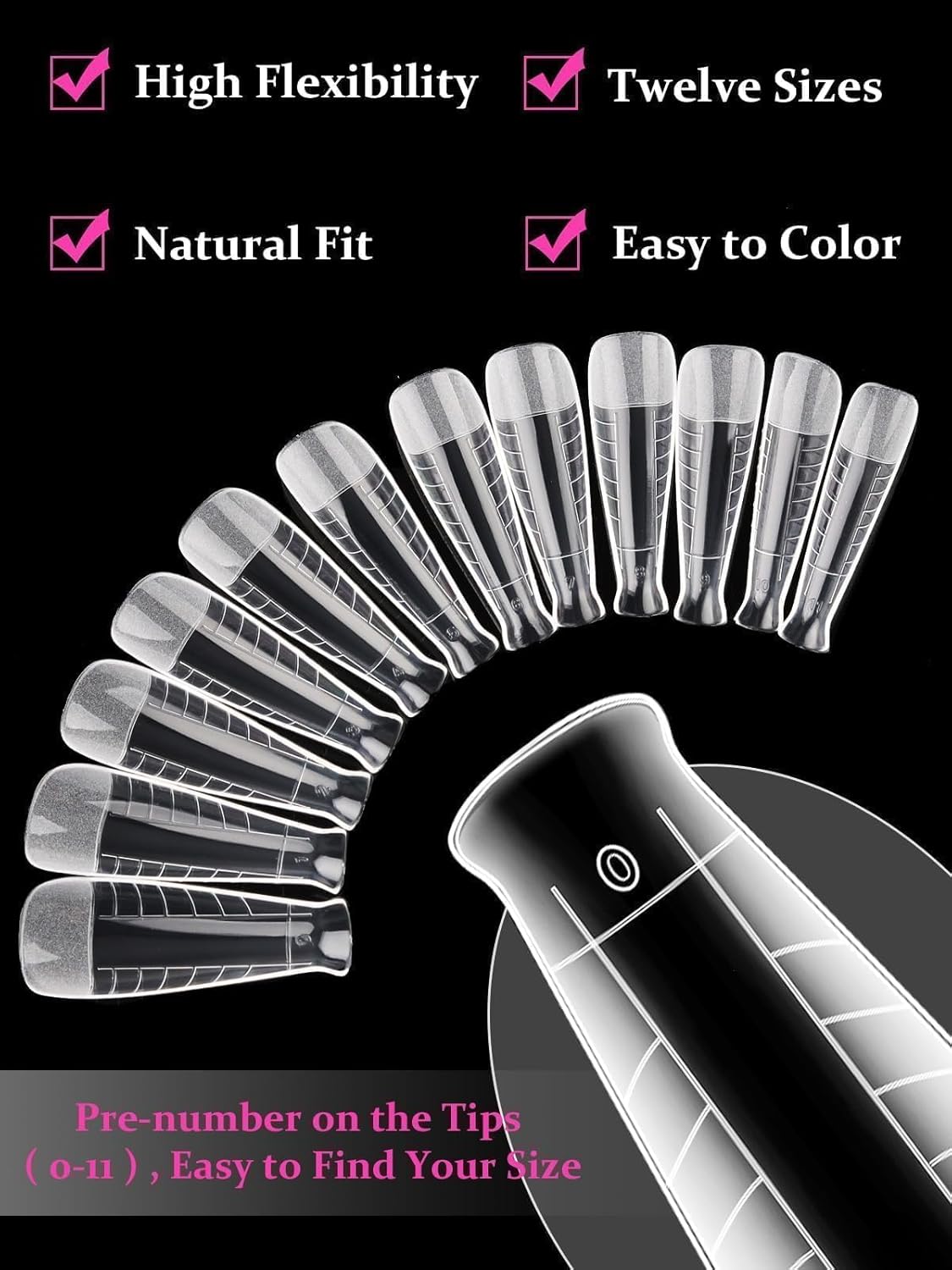 TOROKOM 120Pcs Poly Extension Gel Dual Nail Forms T-Shapes Clear Nail Forms Full Cover Coffin Nail Molds 12 Sizes for Gel Manicure Nail Art Design Salon&DIY