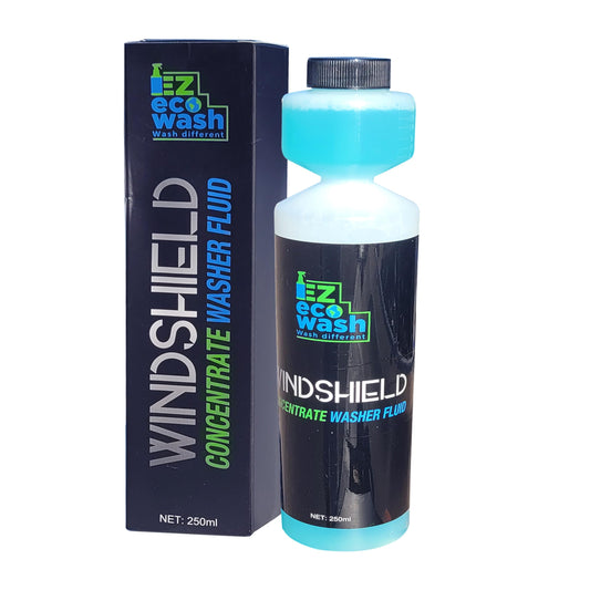 EZ eco wash Windshield washer fluid concentrate - 1:200 High-strength formula (250ml) with built-in pump - Removes dirt, bugs, and oil - safe for all surfaces, Ammonia-free