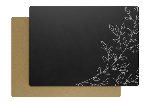 Royalty Art Black Boho Placemats, 4 Pc. Set, Non-Slip Cork Backed, Wipeable Heat Resistant Surface for Kitchen and Dining Table Protection, Cute Floral Pattern for Farmhouse or Rustic Decor