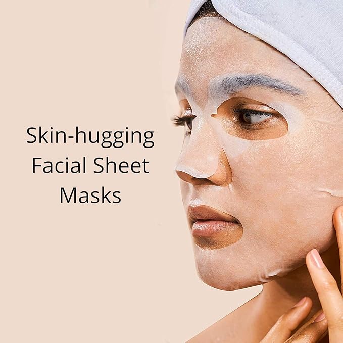 Rael Face Mask Skin Care, Vitamin C Face Masks - Bamboo Facial Sheet Mask, Korean Skincare, with Brightening Vitamin C Serum and Fruit Extracts, All Skin Types (Vitamin C, 5 Sheets)