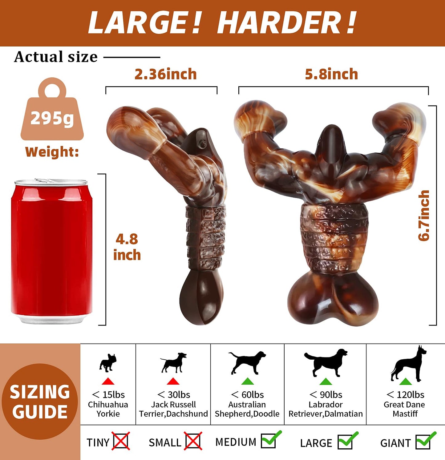 MOXIKIA Dog Chew Toys for Aggressive Chewers Almost Indestructible Dog Toys,Bacon Flavor,Tough Dog Bone Toys for Medium/Large Breed Dogs,Best Chew Toys to Keep Them Busy