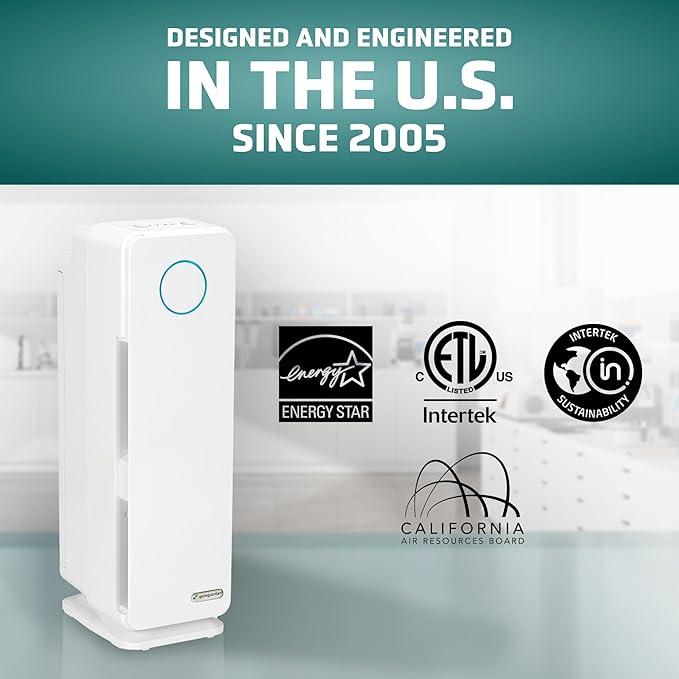 GermGuardian Air Purifier for Homes with Pets, H13 Pet HEPA Filter, Removes Pet Dander, Dust, Allergens, Smoke, Pollen, Odors, Mold, UV-C Light Helps Reduce Germs, 22 Inch, White, AC4300WPT