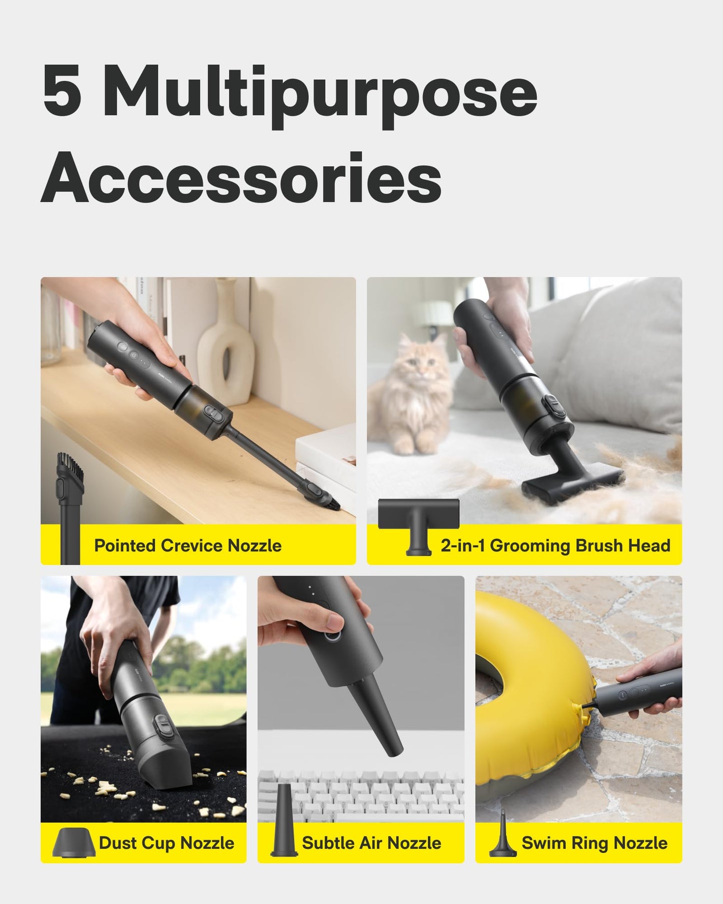 HOTO Handheld Car Vacuum Cleaner Cordless, 4-in-1 Portable Mini Vacuum with 20000Pa Strong Suction, Electric Compressed Air Duster Blower for Car, Desk, Computer, Keyboard, Home, Office Cleaning