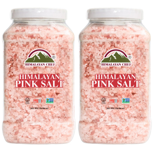 Himalayan Chef Pink Salt Coarse, 5 lbs. Mineral Dense for Health & Ideal For Refill Grinders - 2 PACK