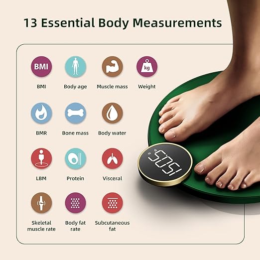 Posture Smart Scale for Body Weight Digital Bathroom Scales for Body Fat Weighing Scale for Fitness Tracking with app High Accurate Body Composition Monitor with BMI Bluetooth, Green