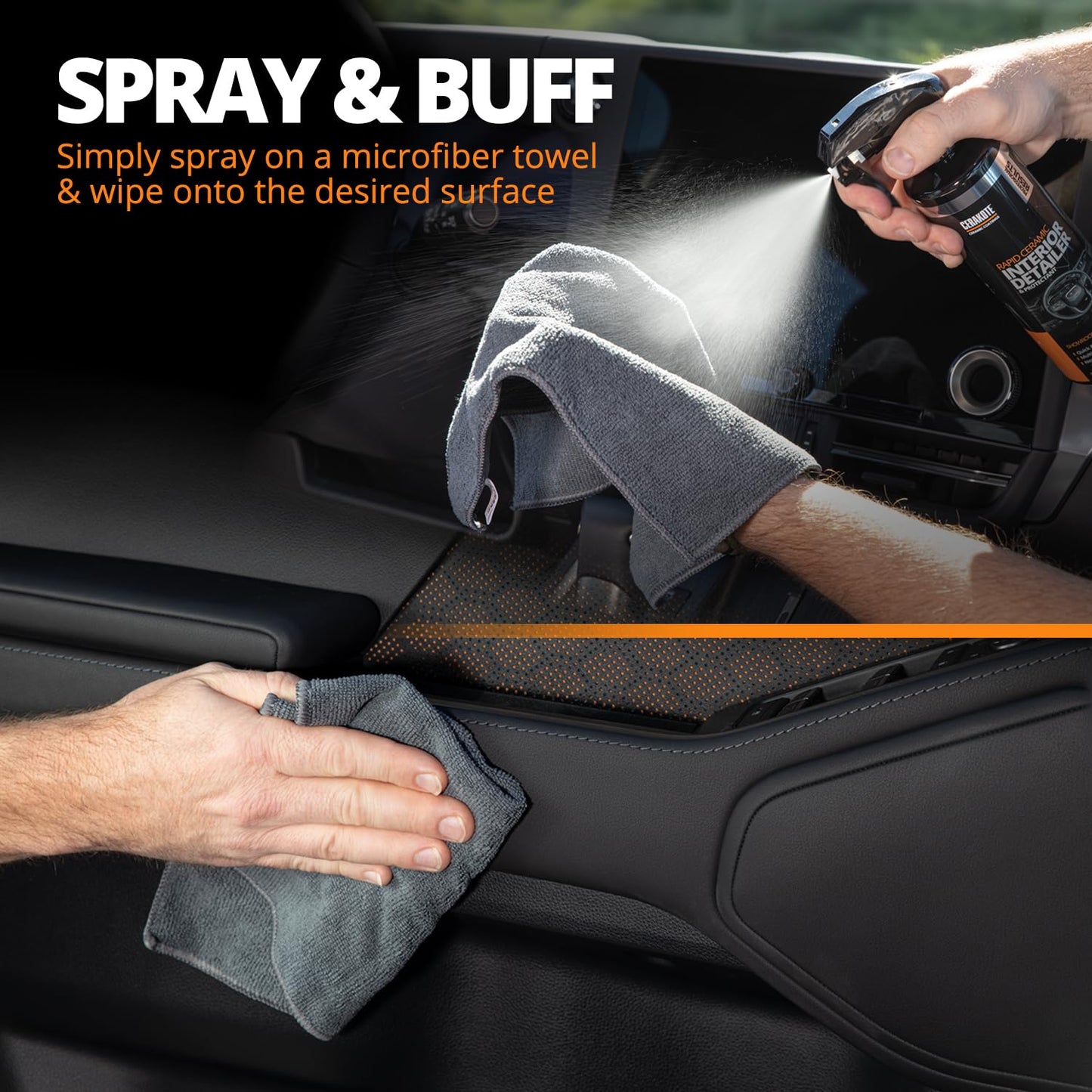 CERAKOTE Rapid Ceramic Interior Detailer and Protectant (14 fl oz.) – Quick and Easy – Multi-Surface Safe – Interior Car Cleaner Spray – Dry to the Touch – Clean and Protect Your Car, Truck, or SUV