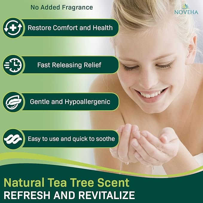NOVEHA Demodex Eyelid Cleanser Foam | Extra Strength Tea Tree Oil Formula | Daily Face Wash For Eyelash, Demodex, MGD, Stye Eyes, Eye Irritations & Skin Dryness, 3.38 fl oz (3 Pack)
