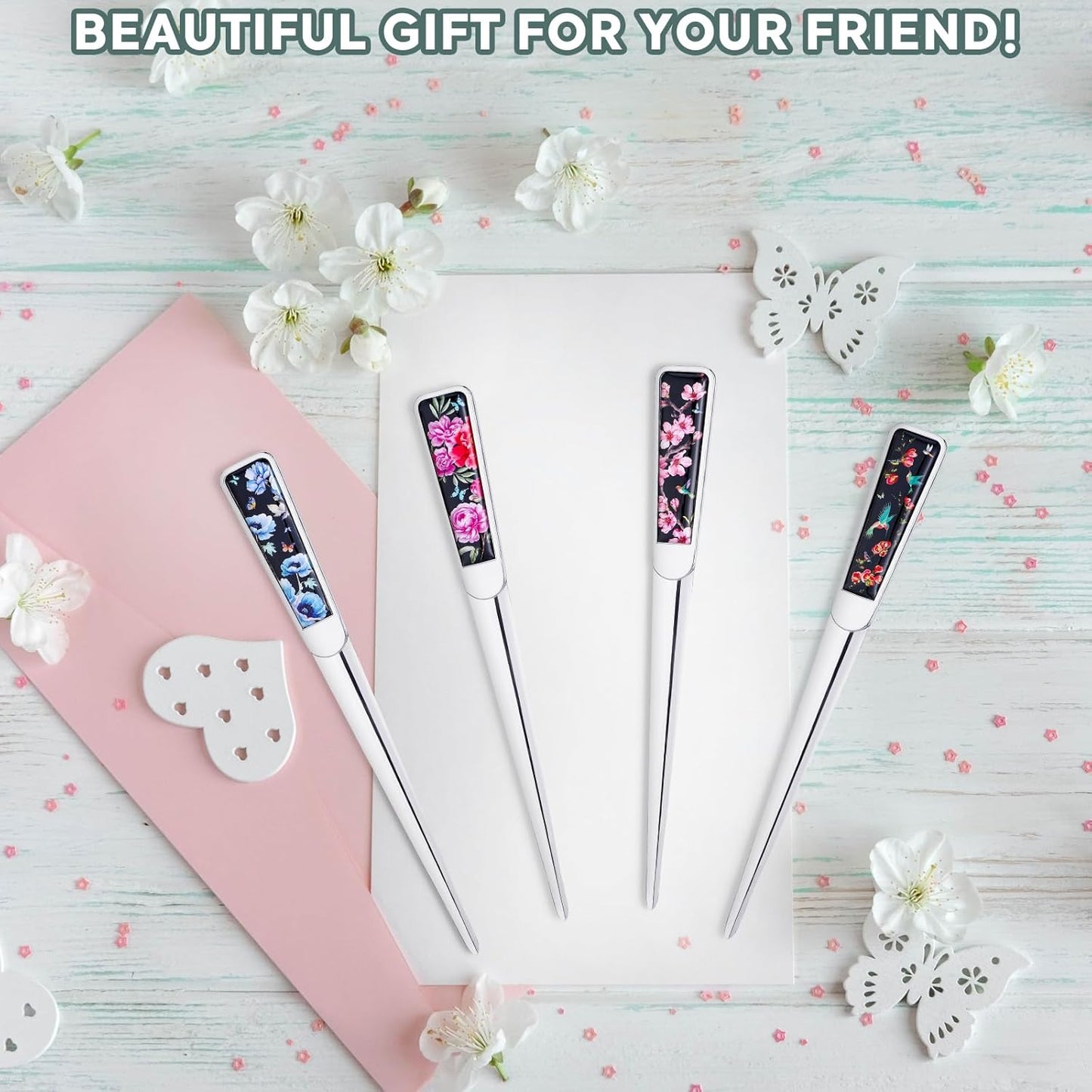 Chuangdi 4 Pieces Letter Opener Knife Stainless Steel Envelope Openers Lightweight Mail Opener Tool Slitters Letter Knives for Office Home School Supplies (Elegant Style)