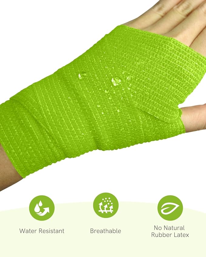 FriCARE Self Adhesive Bandage Wrap, Medical Tape in First Aid Kit, Cohesive Bandages for Wounds Sport Vet, FSA/HSA Eligible, 2 Inches X 5 Yards 6 Rolls, Rainbow