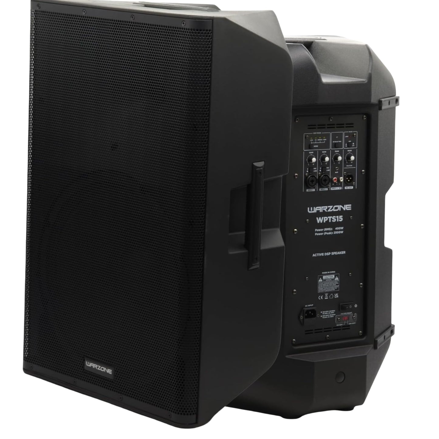 Warzone 1X WPTS15 Apollo-Active Series 2500W Peak Power 15-Inch 2-Way Powered Speaker, Class D & AB Amplifier, Bluetooth, DSP Modes, and 136dB Max SPL for Pro Audio DJ Party