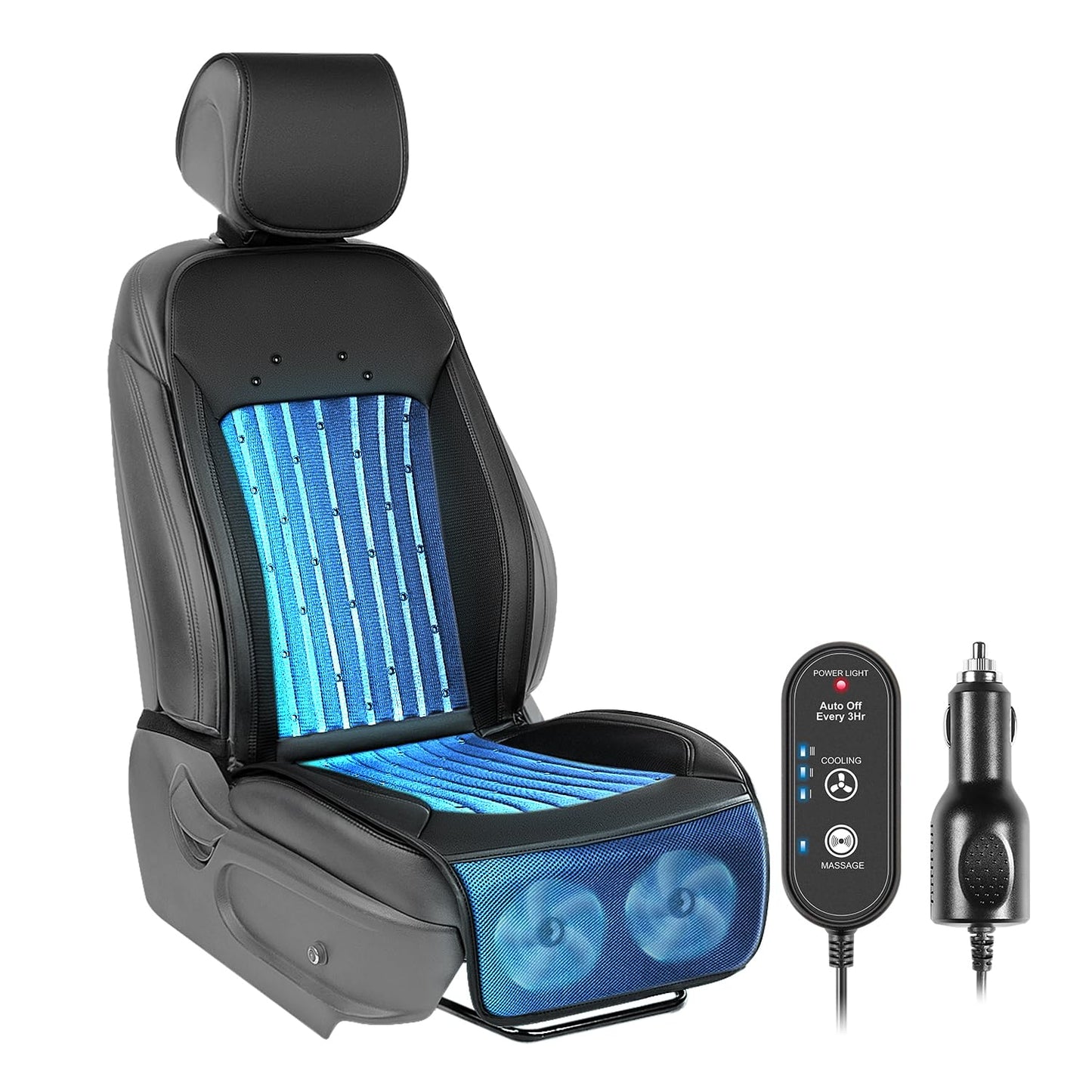 Paffenery 2025 Upgraded Cooling Car Seat Cover Front Seat, 12V-24V Ventilated Cooling Car Seat Cushion, Cooled Seat Cover for Car SUV Truck Universal Fit, Fashion Black