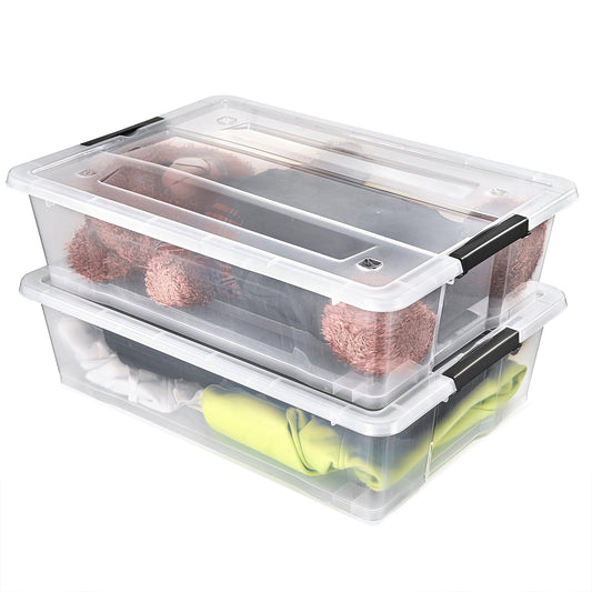 Sorbus 40 Qt Plastic Storage Bins with Lids for Under Bed Storage - Clear, Stackable Storage Containers, Large Organizing Boxes, Heavy Duty Totes for Clothes, Dorm Essentials (2 Pack)