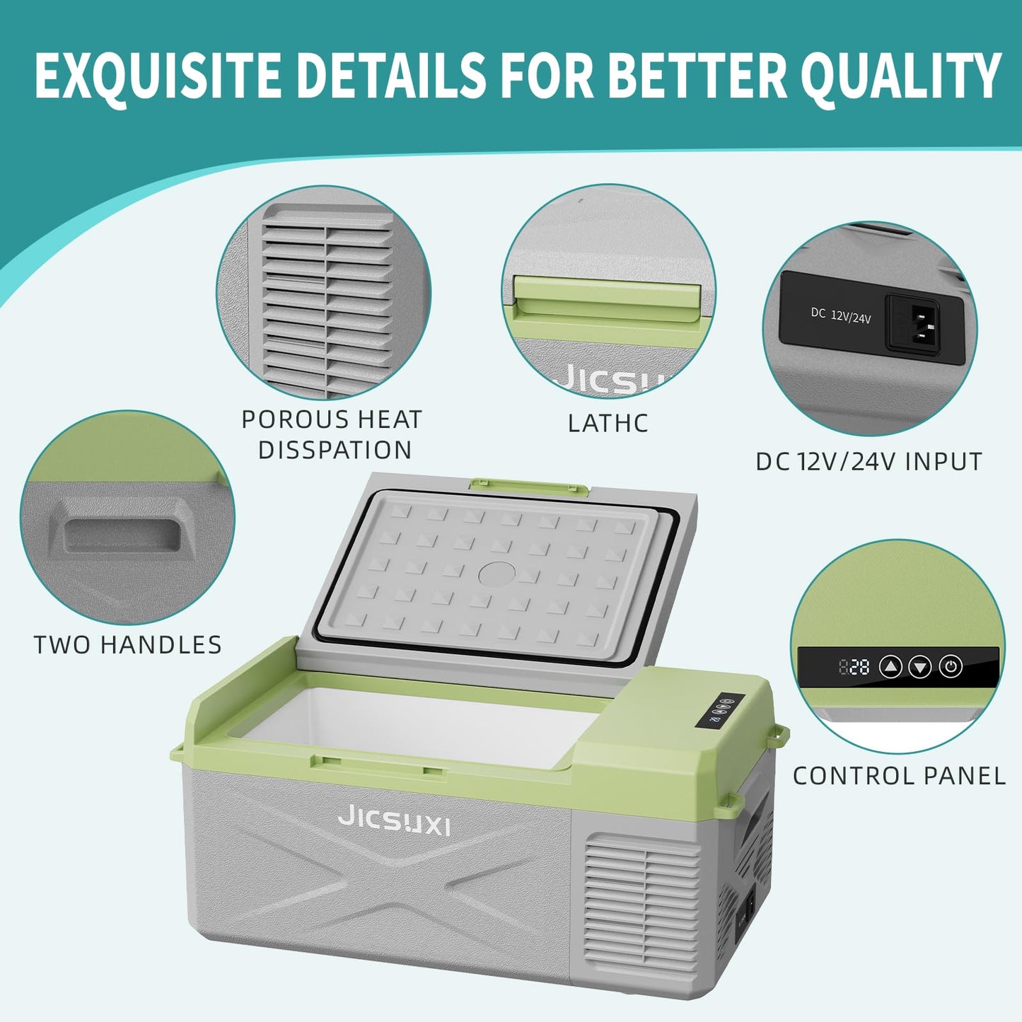JicSuXi 12V Car Refrigerator, 17 Quart Portable Freezer 12 Car Fridge (-4F~68F) Compressor Electric Cooler with 12/24V DC 110-240V AC, APP Control For Car Truck RV Camping, Travel Outdoor Home