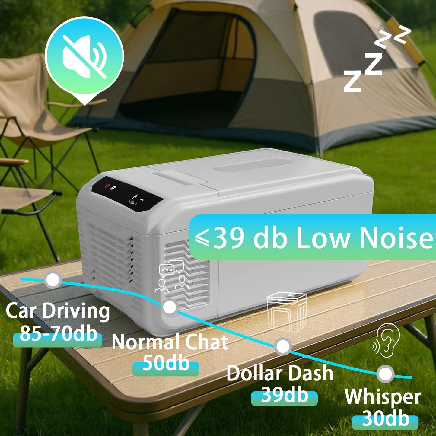 DollarDash 12Volt Mini Car Refrigerator, Outdoor 16QT Cooler Fridge for Vehicle, -4℉~68℉ Portable Freezer for Truck Van RV SUV Travel Camping Road Boat Trips (16QT)