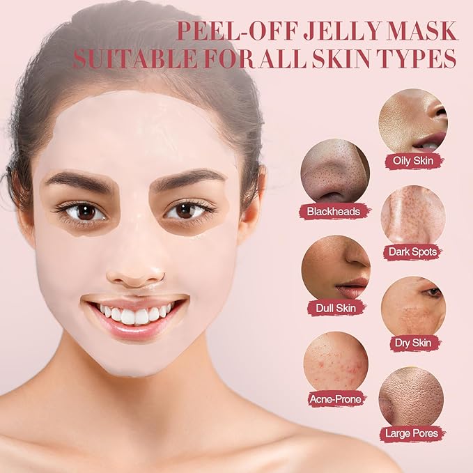 Jelly Mask For Facial Skincare Gift Kits, Peel-Off Hydrating Icy Jelly Mask, Hydrogel Jelly Face Mask Set,Turmeric Vitamin C, Rose & Green Tea,Diy Home Spa Kit - Gift for Him & Her