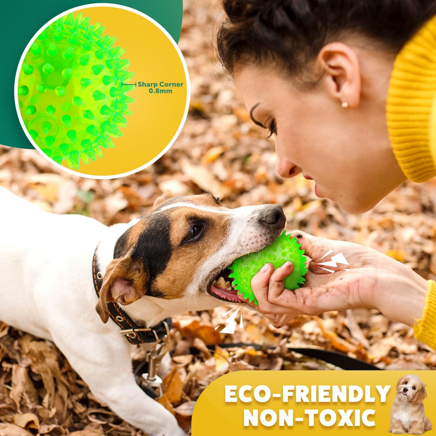 PUPTILY Interactive Dog Toys - 2.5' Squeaky Teething Chew Balls for Small Dogs, Clean Teeth & Training (5Pcs)