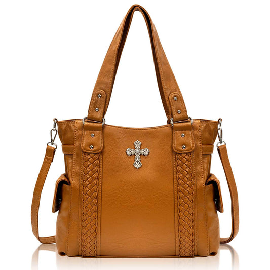 Purses and Handbags for Women Ladies Western Purse Large Hobo Bag Top Handle Handbag with Adjustable Crossbody Strap Vintage (Brown)
