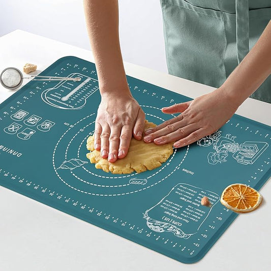 DANIA & DEAN [Pro Edition] 1.1mm Heavy-Duty Silicone Pastry Mat with 4.5mm Raised Edge, Exclusive Mom Theme 26"x16" Large Baking Mat for Rolling Dough, Non-Slip Spill-Proof Kneading Mat, Gift for Mom