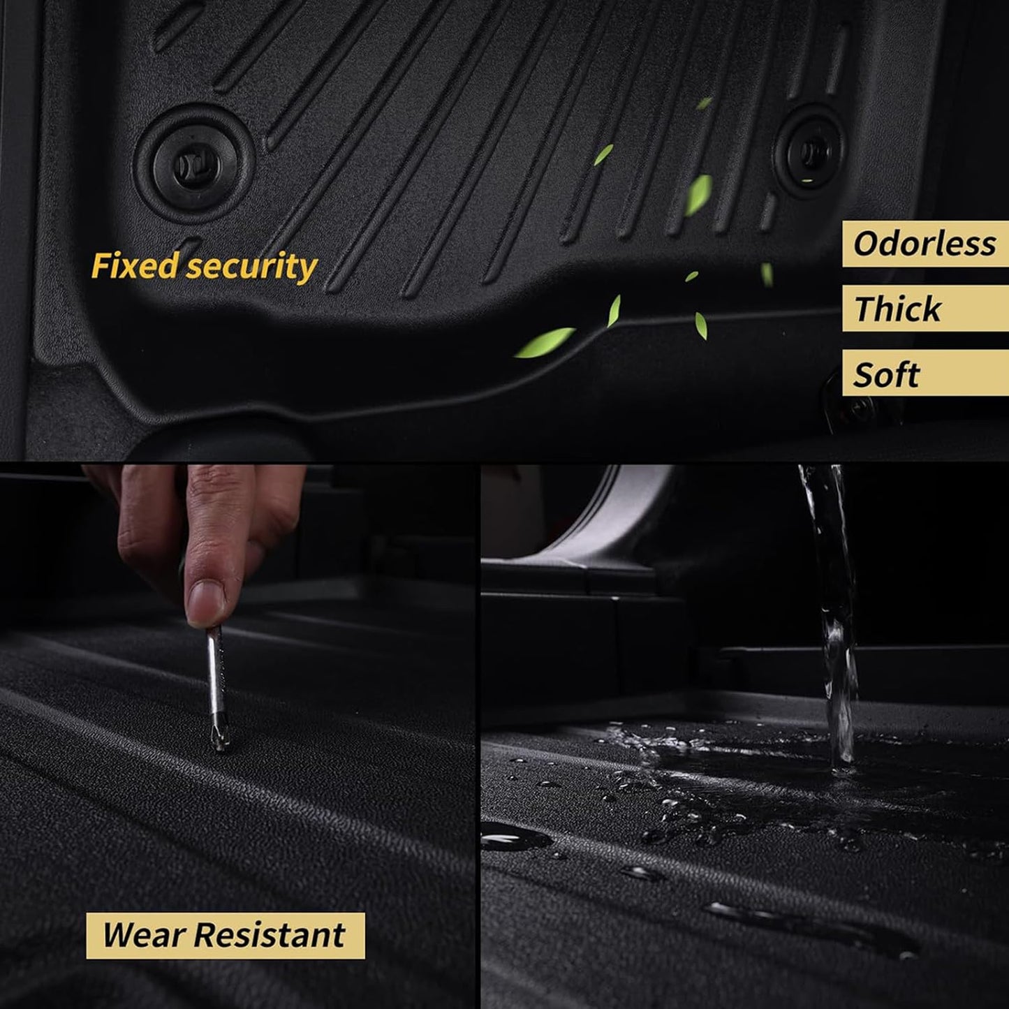 Floor Mats for 2025 Cadillac Escalade IQ 7 Seats&Cargo Mat with Backrest Protection&2nd Row Kick mat, TPE All Weather Protection Full Set Car Liners Accessories Covering The Backrest Mat-Black